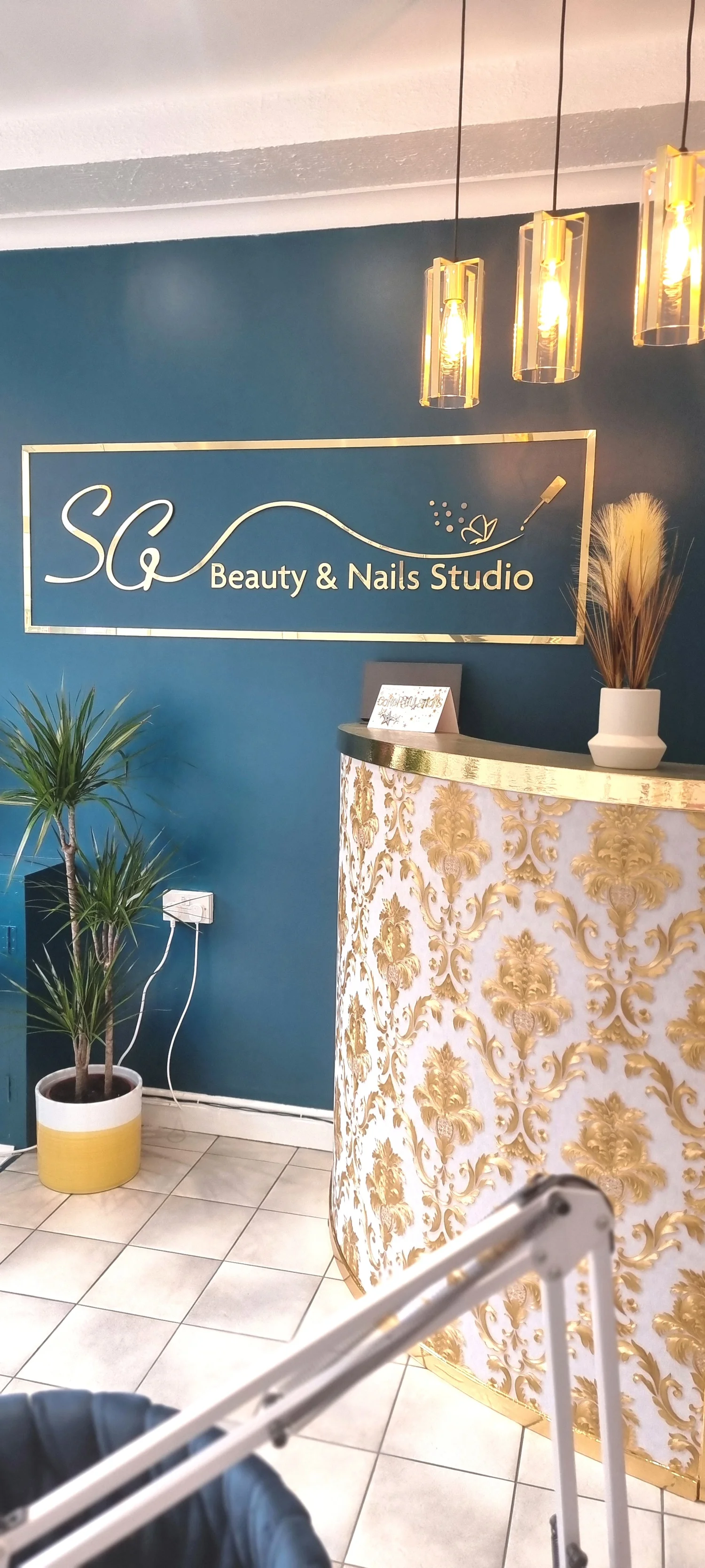 The reception inside SG Beauty & Nails Studio